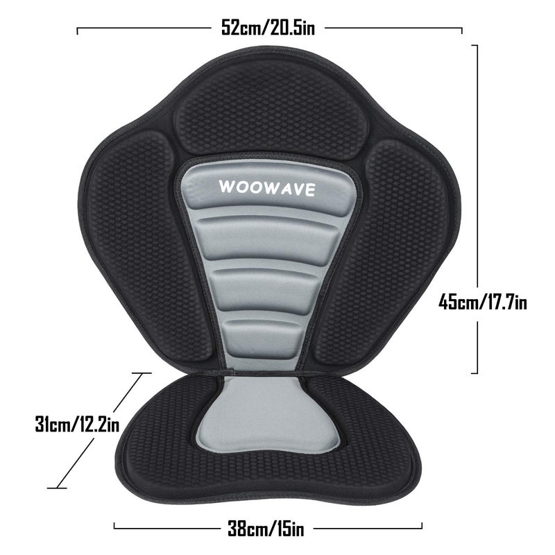 WOOWAVE مقعد كاياك ووفيف مبطن ديلوكس مقعد لوح التجديف قابل للتعديل مقعد قارب مقاعد صيد مبطنة ظهر مرتفع دعم مريح للظهر مع حقيبة تخزين قابلة للفصل للاستخدام العالمي - Image 2